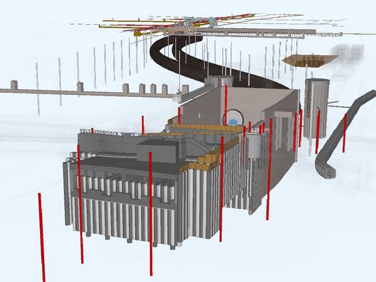 Visualisation of the construction of a railway line